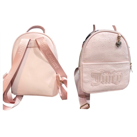 Juicy Couture baby pink powder blush upgrade U medium backpack with charm new - Picture 15 of 15